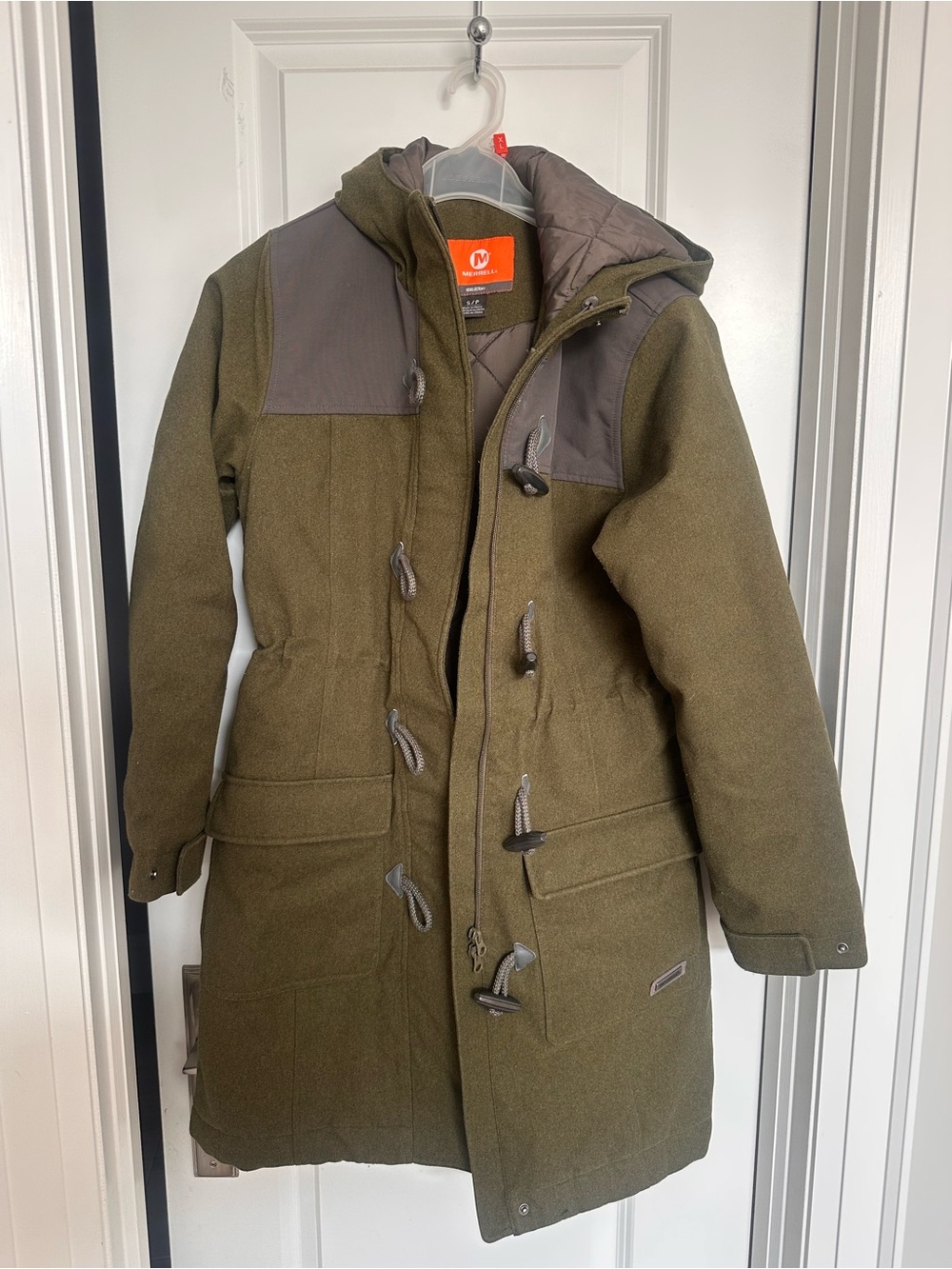 Merrell Olive Green Quilted-Lined Hooded Jacket